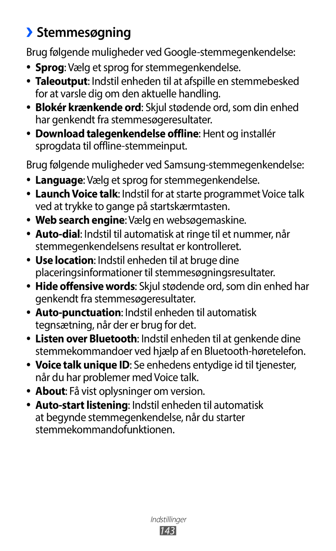 Samsung GT-I9100LKAHTD, GT-I9100RWAHTD, GT-I9100RWANEE manual ››Stemmesøgning, Language Vælg et sprog for stemmegenkendelse 