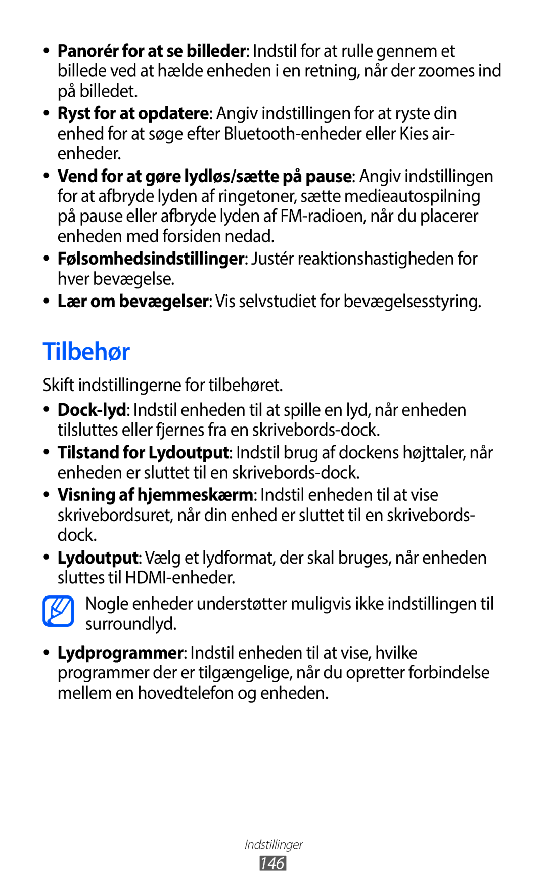 Samsung GT-I9100RWANEE, GT-I9100RWAHTD, GT-I9100OIANEE, GT-I9100LKAHTD manual Tilbehør, Skift indstillingerne for tilbehøret 