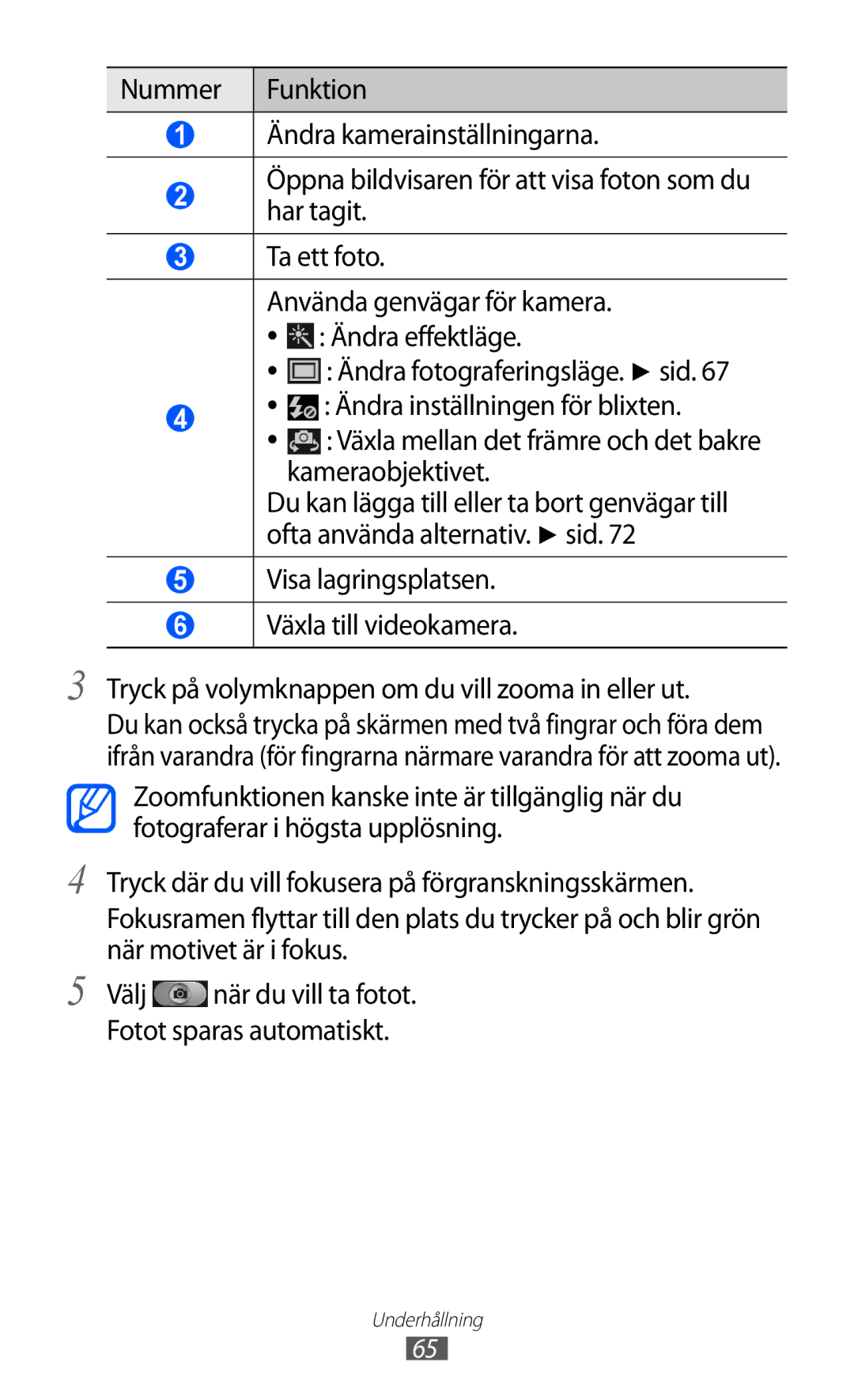 Samsung GT-I9100RWAHTD, GT-I9100RWANEE, GT-I9100OIANEE, GT-I9100LKAHTD manual Använda genvägar för kamera. Ändra effektläge 