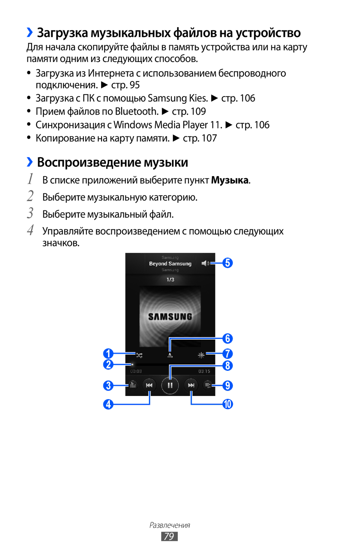 Samsung GT-I9100LKAMBC, GT-I9100RWAMBC manual ››Воспроизведение музыки, ››Загрузка музыкальных файлов на устройство 