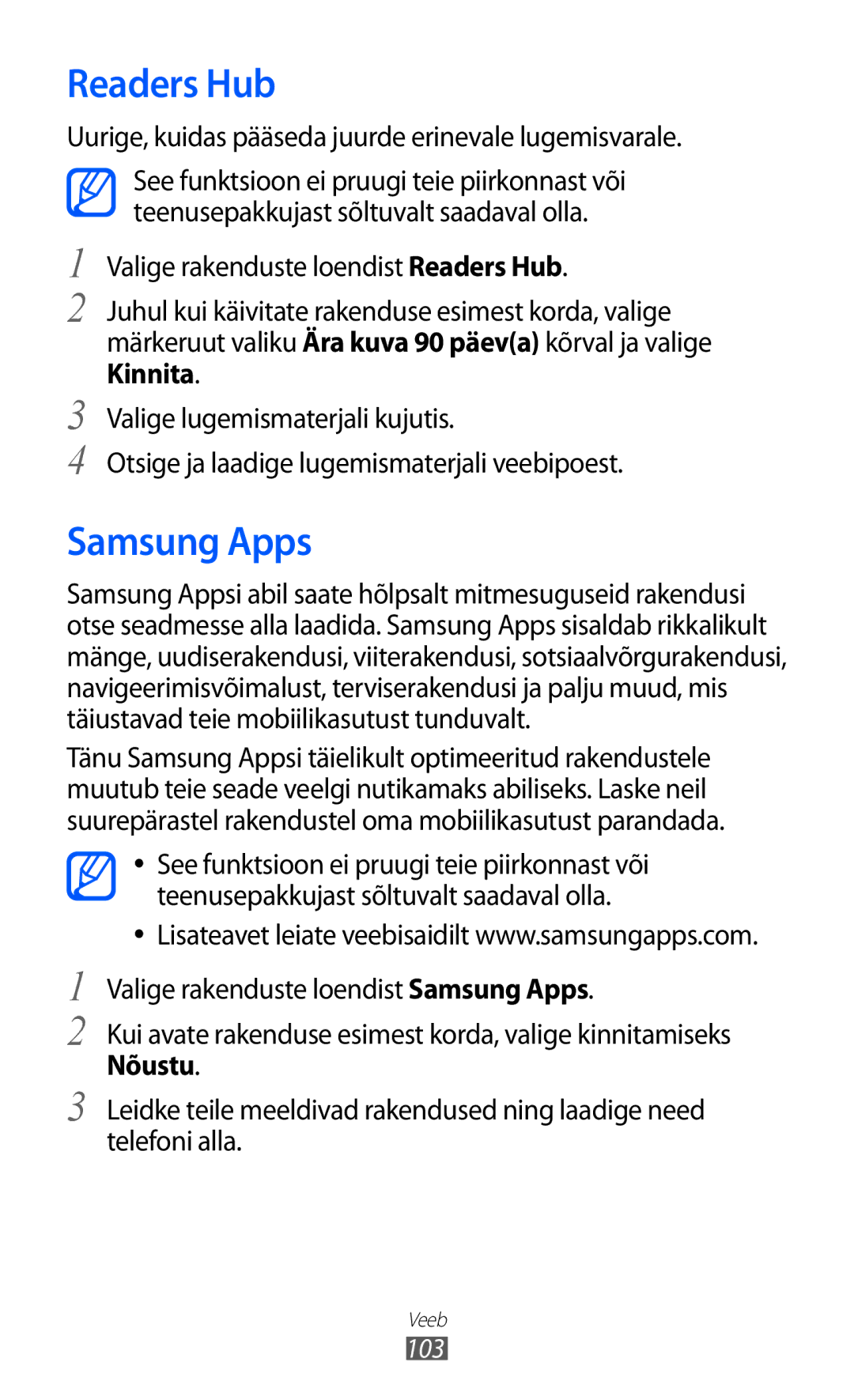 Samsung GT-I9100OIASEB, GT-I9100RWASEB Readers Hub, Samsung Apps, Uurige, kuidas pääseda juurde erinevale lugemisvarale 