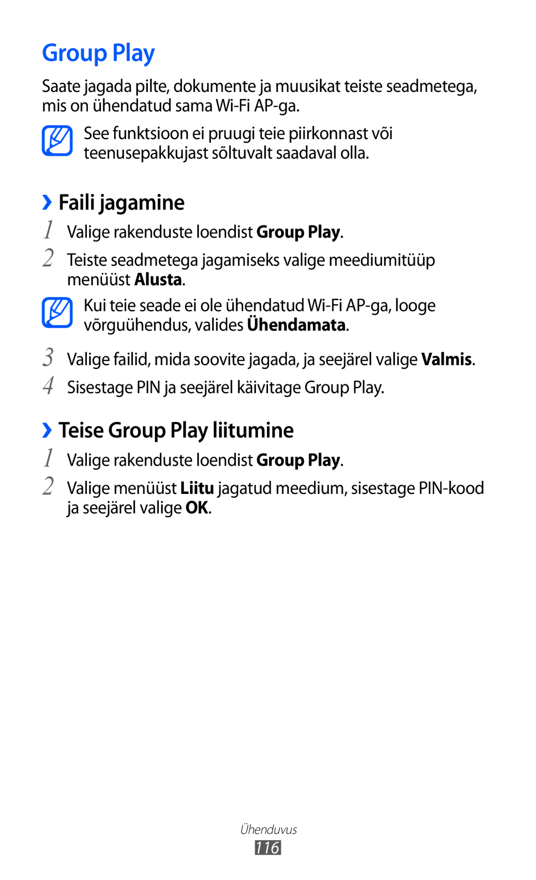 Samsung GT-I9100LKASEB, GT-I9100RWASEB, GT-I9100OIASEB manual ››Teise Group Play liitumine 