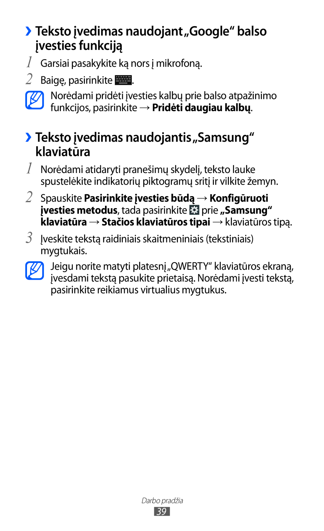 Samsung GT-I9100RWASEB, GT-I9100OIASEB, GT-I9100LKASEB manual ››Teksto įvedimas naudojant„Google balso įvesties funkciją 