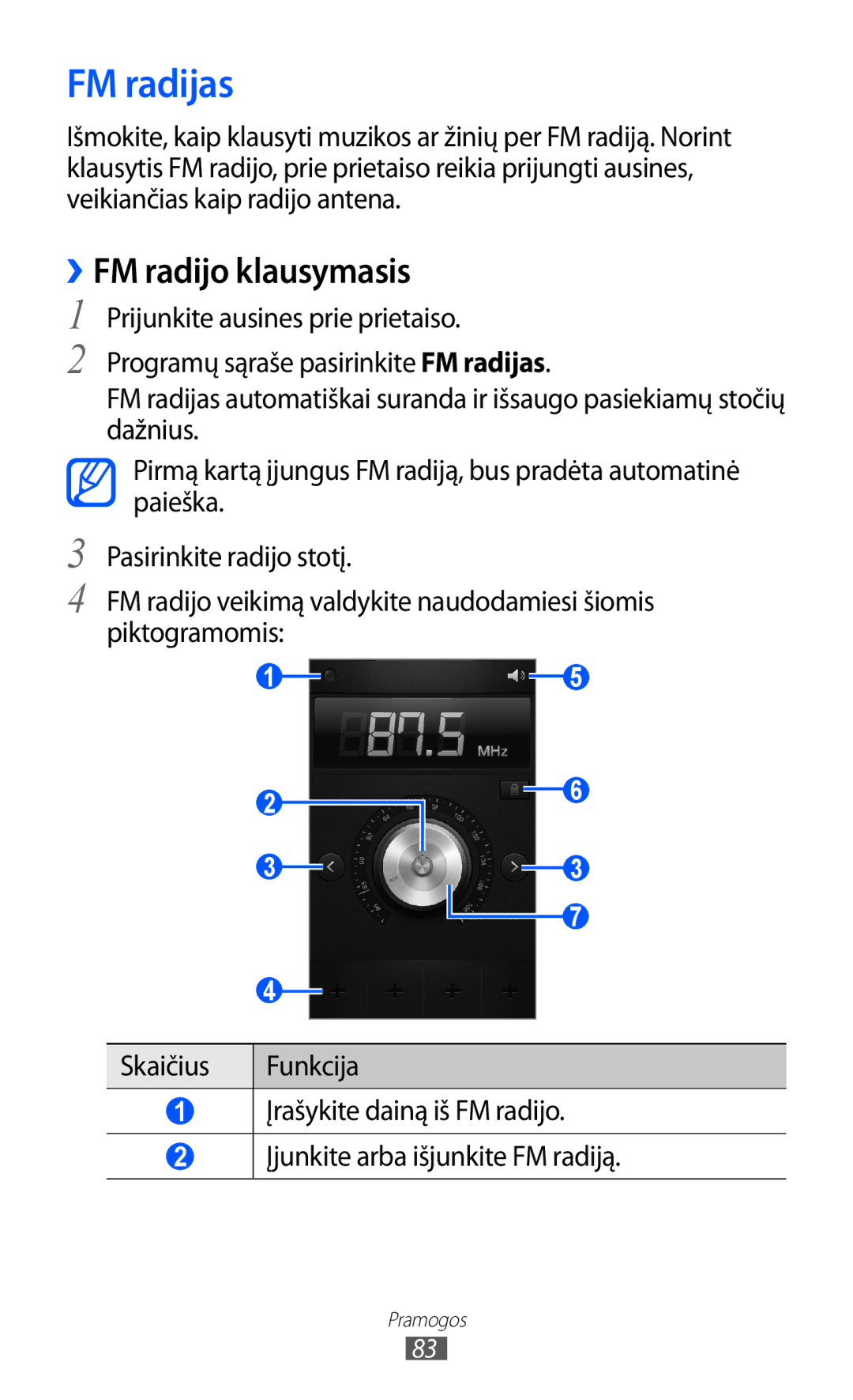 Samsung GT-I9100LKASEB, GT-I9100RWASEB, GT-I9100OIASEB manual FM radijas, ››FM radijo klausymasis 