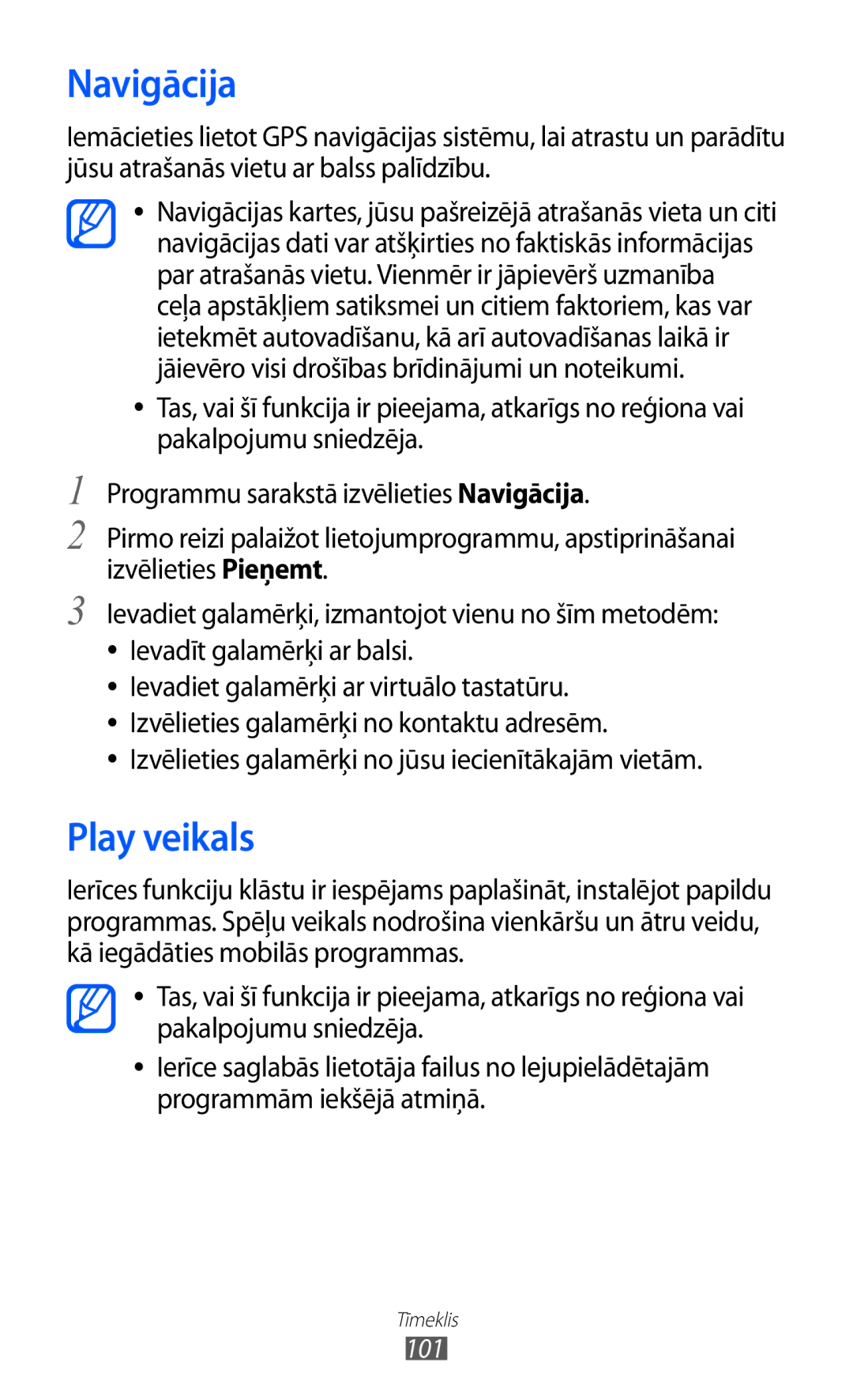Samsung GT-I9100LKASEB, GT-I9100RWASEB, GT-I9100OIASEB manual Navigācija, Play veikals 