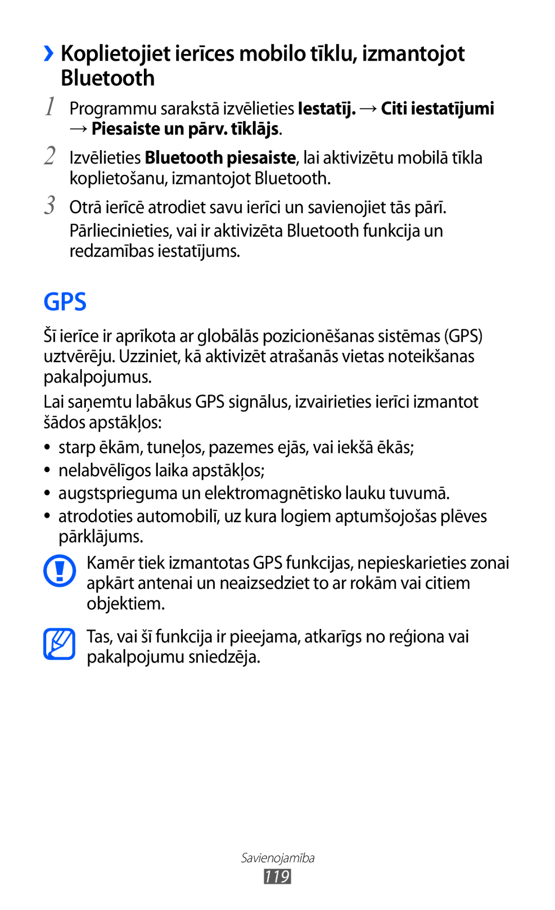 Samsung GT-I9100LKASEB, GT-I9100RWASEB, GT-I9100OIASEB manual ››Koplietojiet ierīces mobilo tīklu, izmantojot Bluetooth 