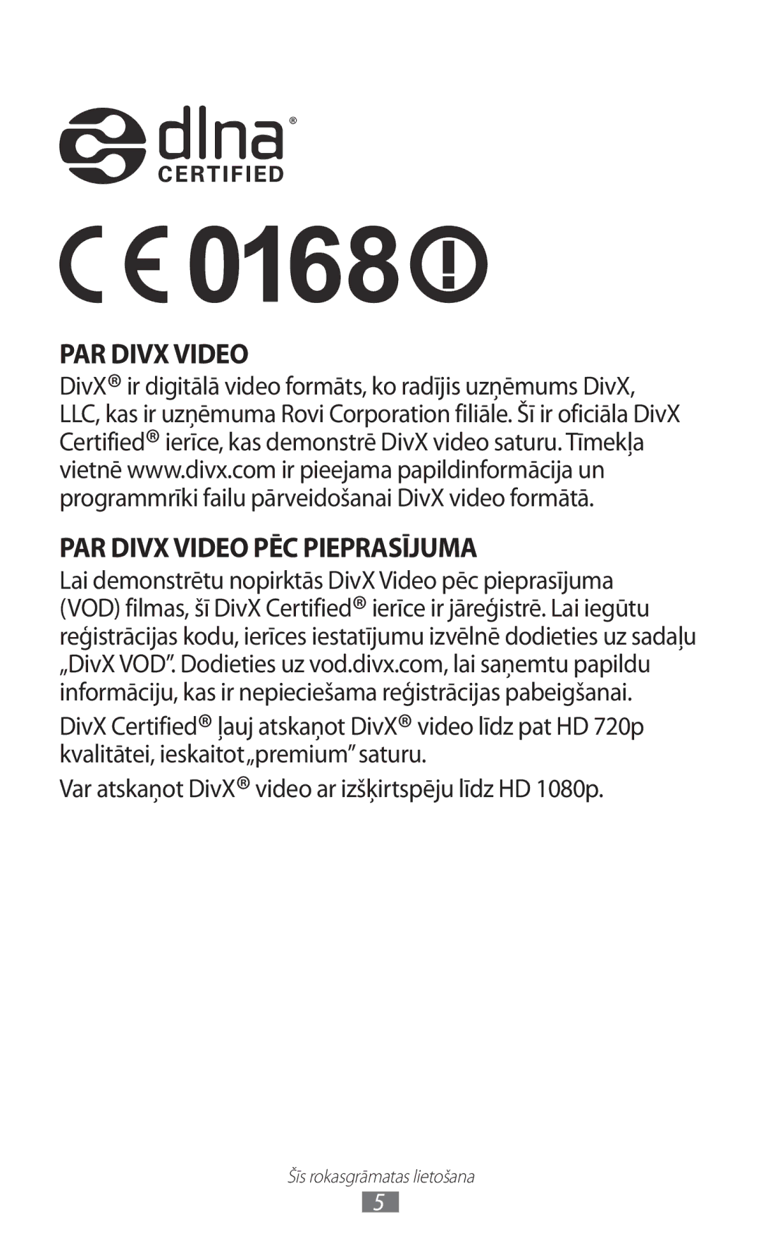 Samsung GT-I9100LKASEB, GT-I9100RWASEB, GT-I9100OIASEB manual PAR Divx Video PAR Divx Video PĒC Pieprasījuma 