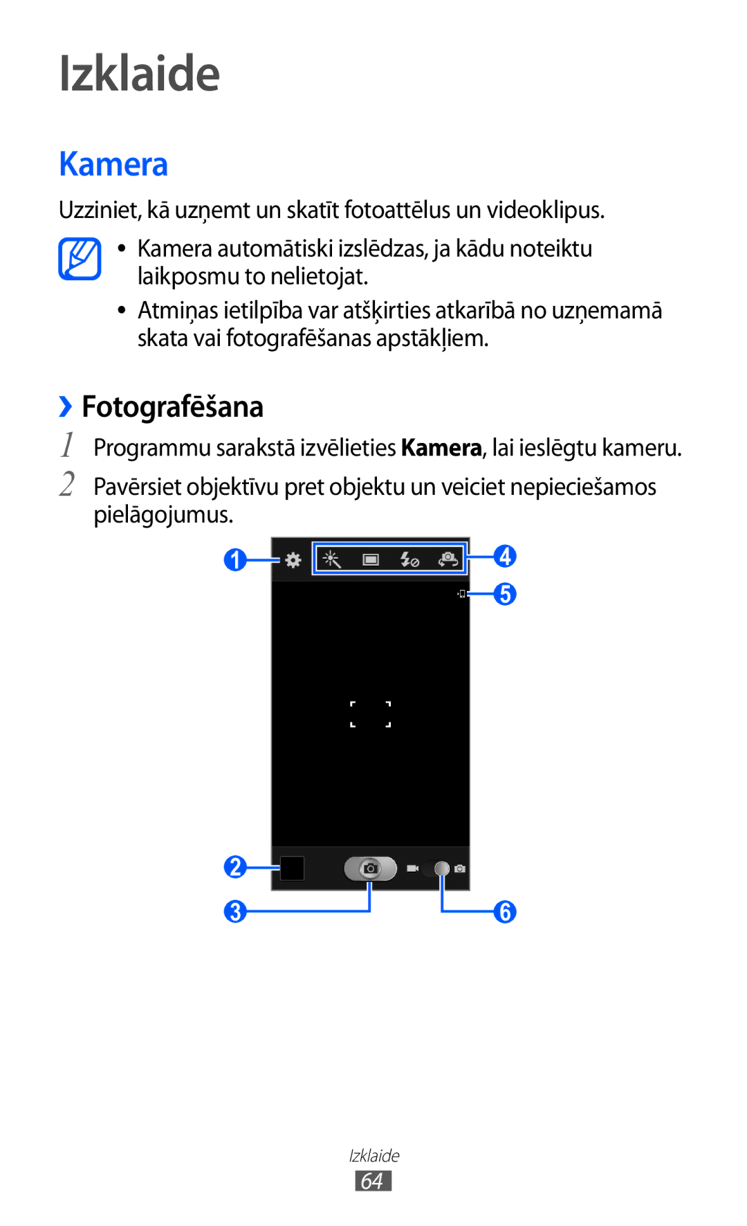 Samsung GT-I9100OIASEB, GT-I9100RWASEB, GT-I9100LKASEB manual Izklaide, Kamera, ››Fotografēšana 