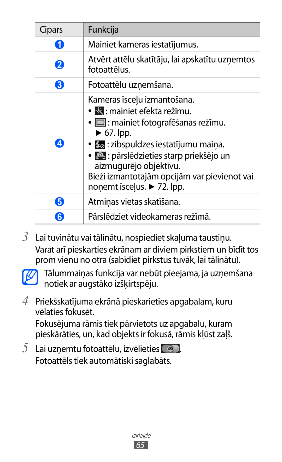 Samsung GT-I9100LKASEB, GT-I9100RWASEB, GT-I9100OIASEB manual Pārslēdzieties starp priekšējo un aizmugurējo objektīvu 