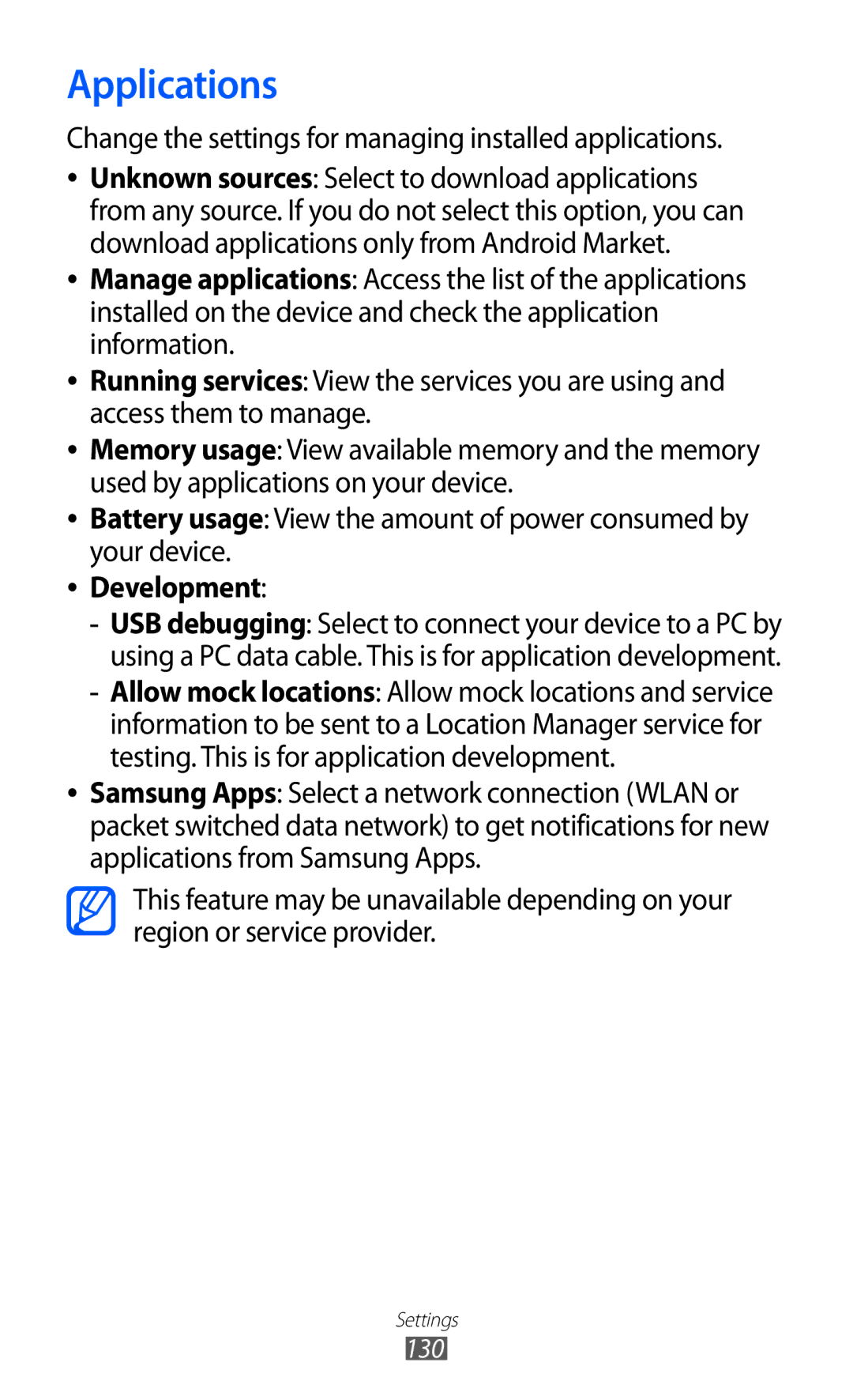 Samsung GT-I9103MAASKZ, GT-I9103MAAAFG, GT-I9103MAAXSG, GT-I9103MAAJED, GT-I9103MAAABS manual Applications, Development 