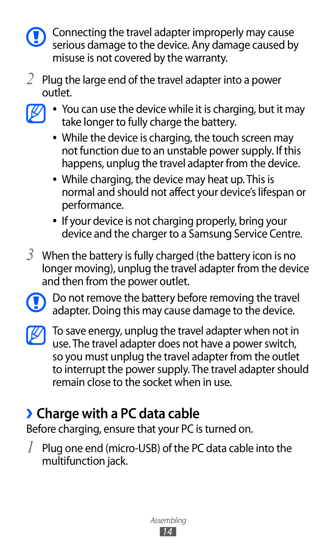 Samsung GT-I9103MAAAFR, GT-I9103MAAAFG, GT-I9103MAASKZ, GT-I9103MAAXSG, GT-I9103MAAJED manual ››Charge with a PC data cable 