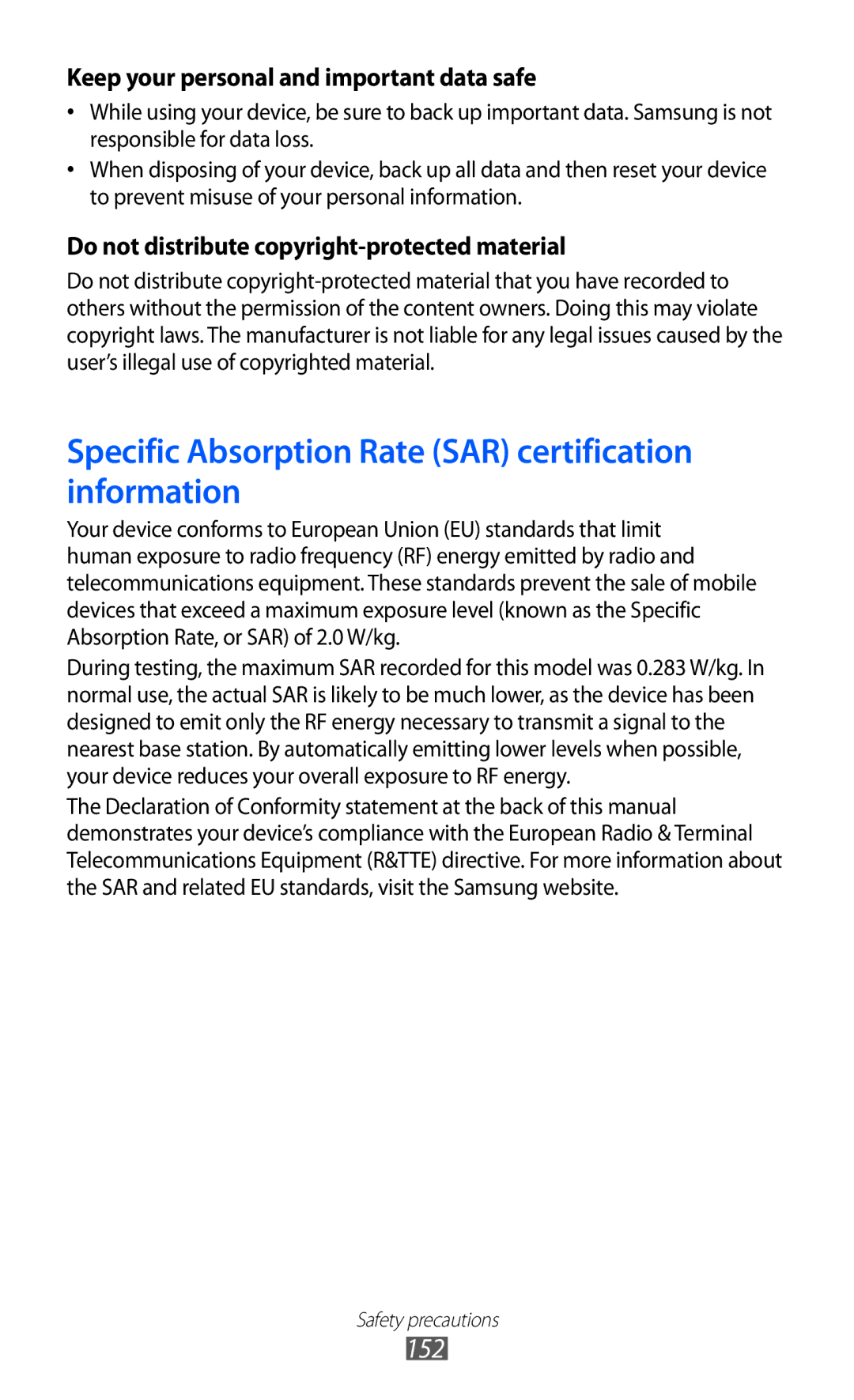 Samsung GT-I9103MAAJED, GT-I9103MAAAFG, GT-I9103MAASKZ manual Specific Absorption Rate SAR certification information 