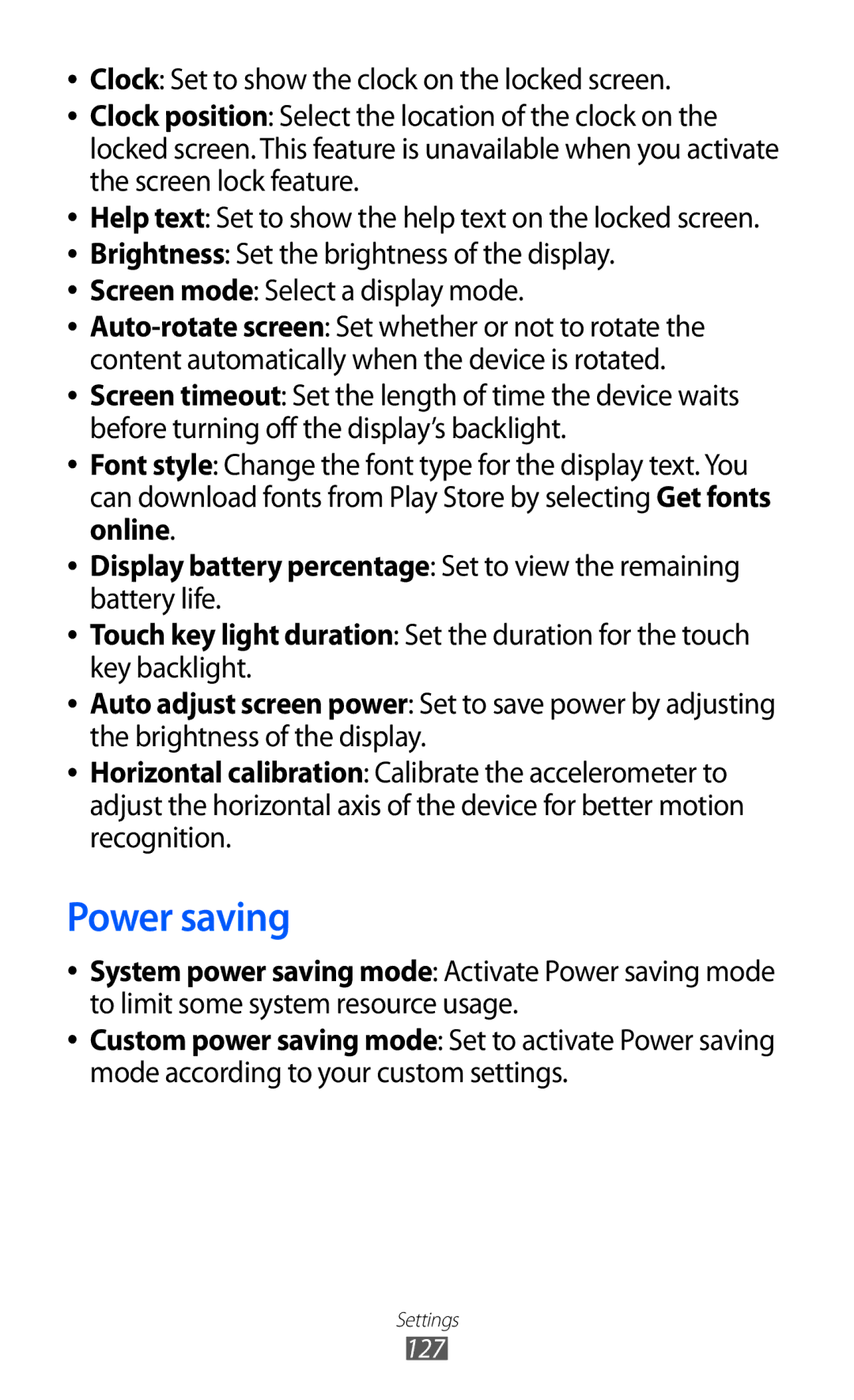 Samsung GT-I9103MAATUR, GT-I9103MAAATO, GT-I9103MAADBT, GT-I9103MAAYOG, GT-I9103MAAFOP, GT-I9103MAABGL manual Power saving 