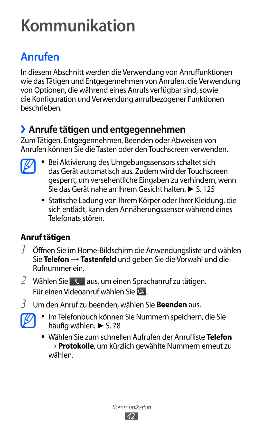 Samsung GT-I9103MAAATO, GT-I9103MAATUR, GT-I9103MAADBT manual Kommunikation, Anrufen, ››Anrufe tätigen und entgegennehmen 