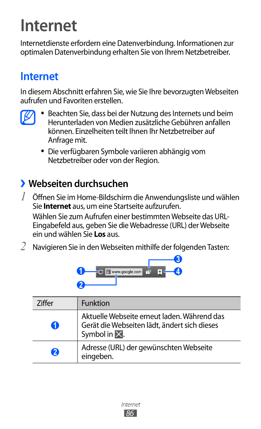 Samsung GT-I9103MAADBT, GT-I9103MAAATO, GT-I9103MAATUR manual Internet, ››Webseiten durchsuchen 