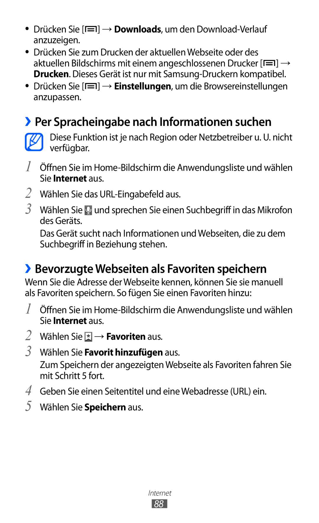 Samsung GT-I9103MAATUR, GT-I9103MAAATO ››Per Spracheingabe nach Informationen suchen, Wählen Sie Favorit hinzufügen aus 