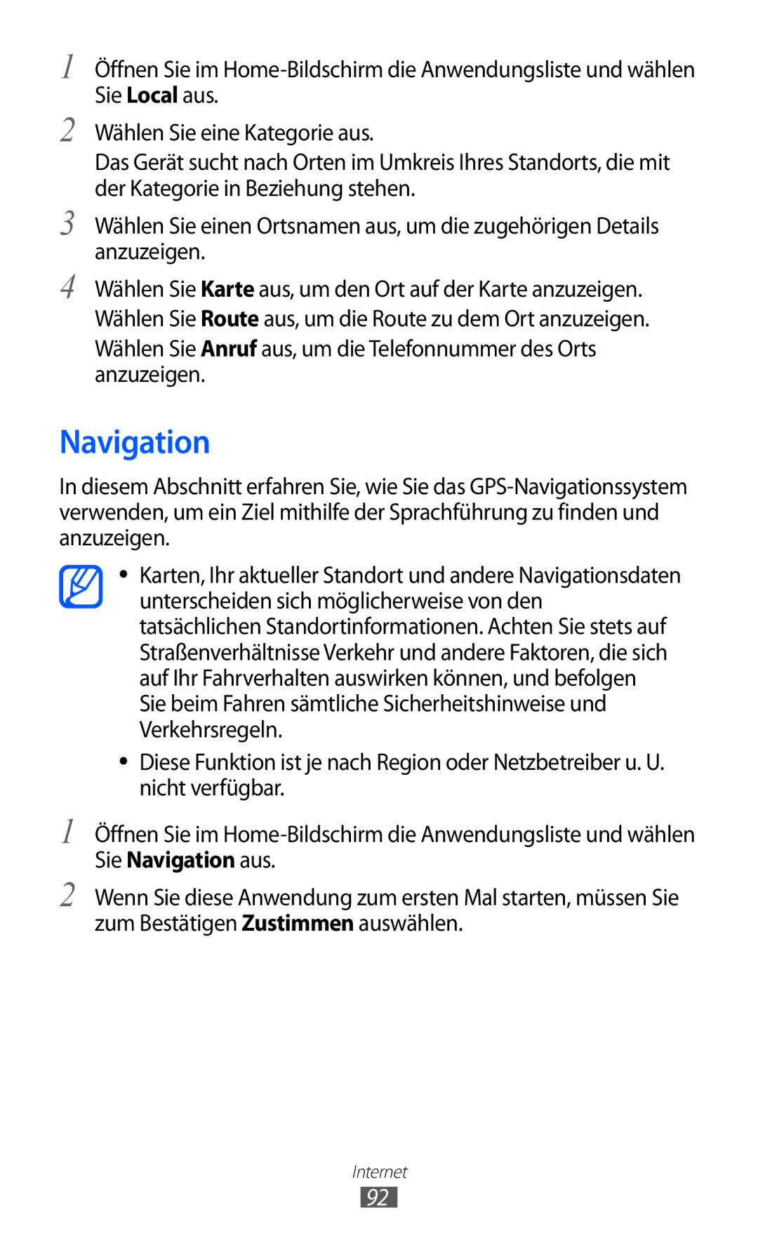 Samsung GT-I9103MAADBT, GT-I9103MAAATO, GT-I9103MAATUR manual Navigation 