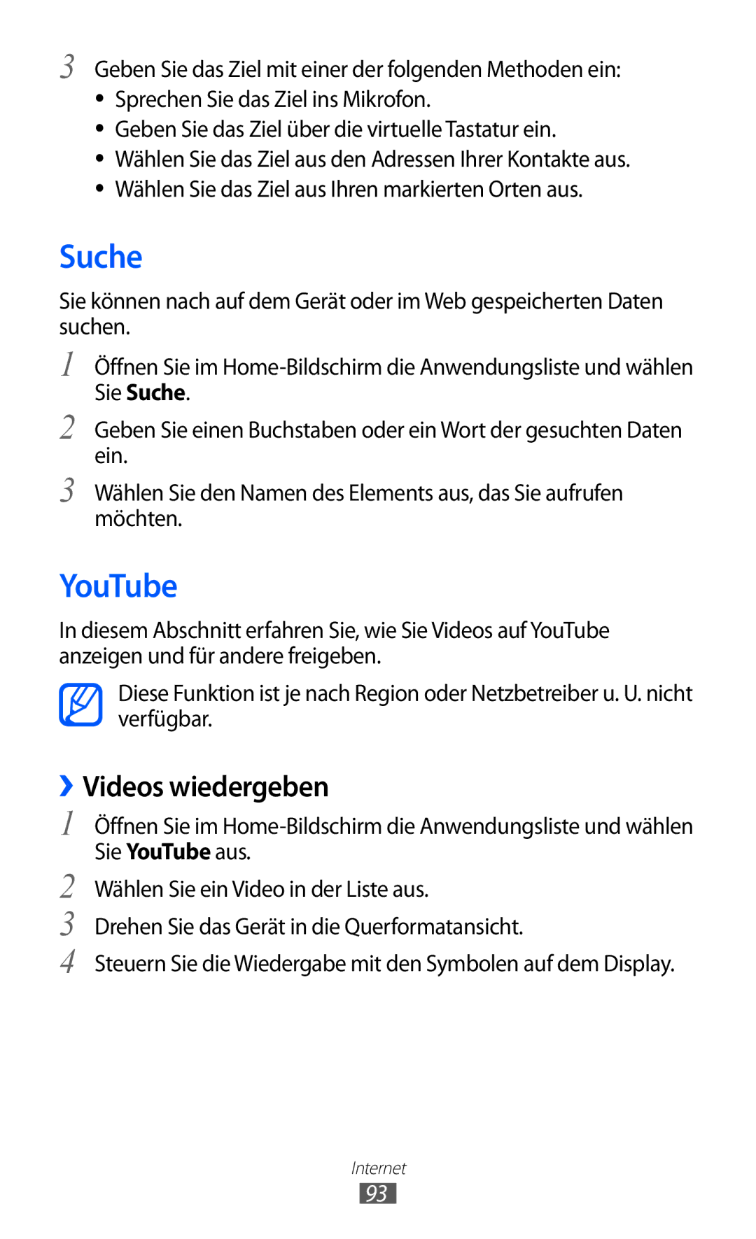 Samsung GT-I9103MAAATO, GT-I9103MAATUR, GT-I9103MAADBT manual Suche, YouTube, ››Videos wiedergeben 