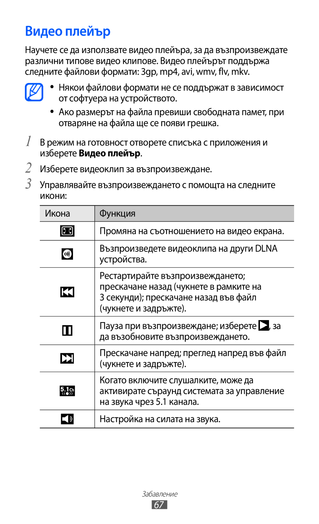 Samsung GT-I9103MAABGL manual Видео плейър 