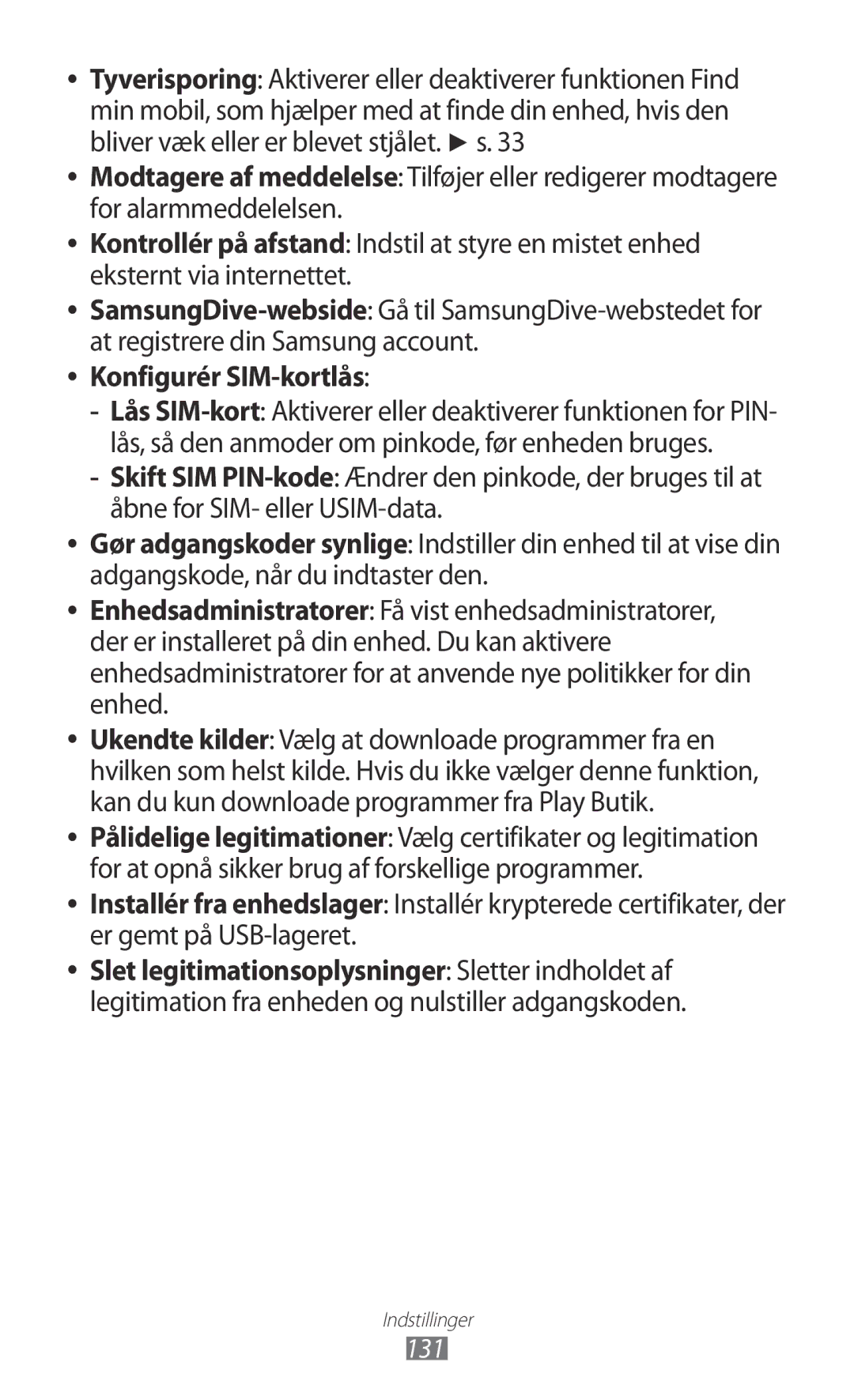 Samsung GT-I9103MAANEE manual Konfigurér SIM-kortlås 