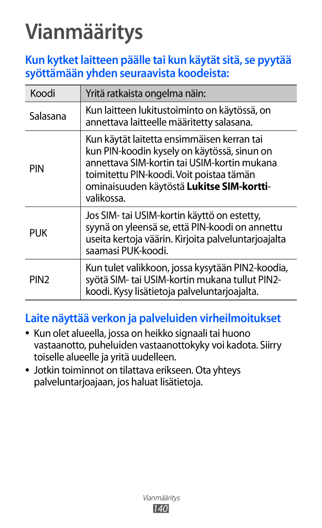 Samsung GT-I9103MAANEE manual Vianmääritys 