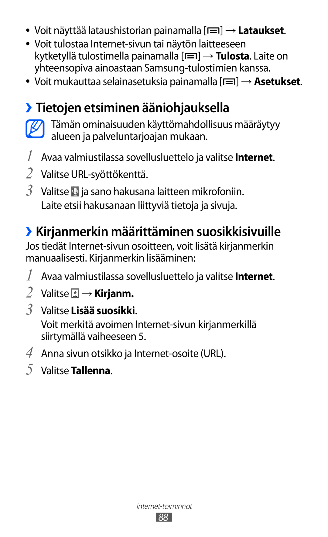 Samsung GT-I9103MAANEE manual ››Tietojen etsiminen ääniohjauksella, Voit näyttää lataushistorian painamalla → Lataukset 