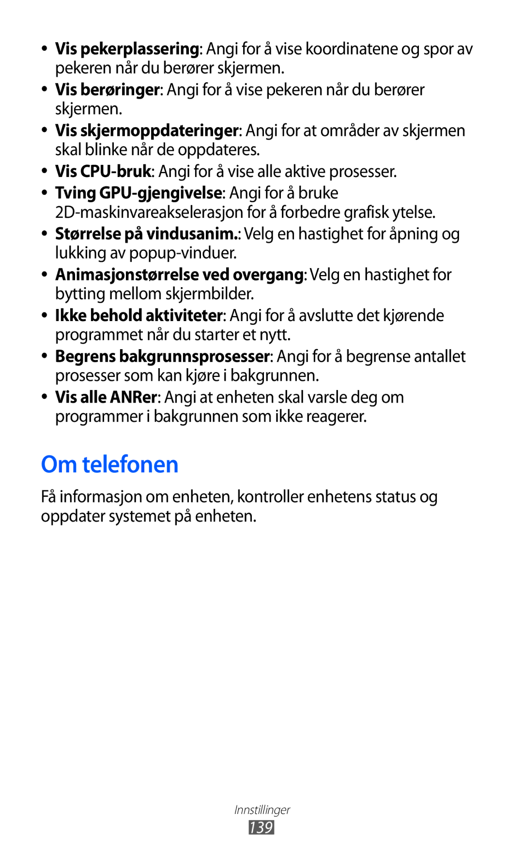 Samsung GT-I9103MAANEE manual Om telefonen, 139 