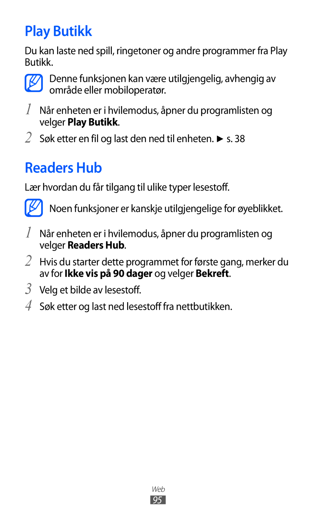 Samsung GT-I9103MAANEE manual Play Butikk, Readers Hub 