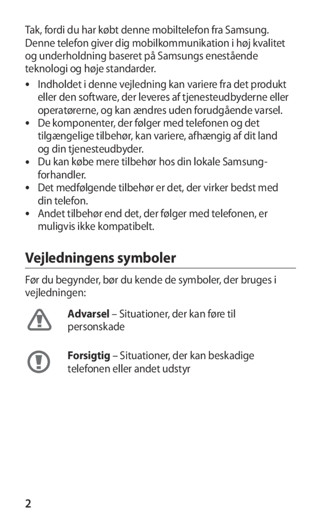 Samsung GT-I9103MAANEE manual Vejledningens symboler 