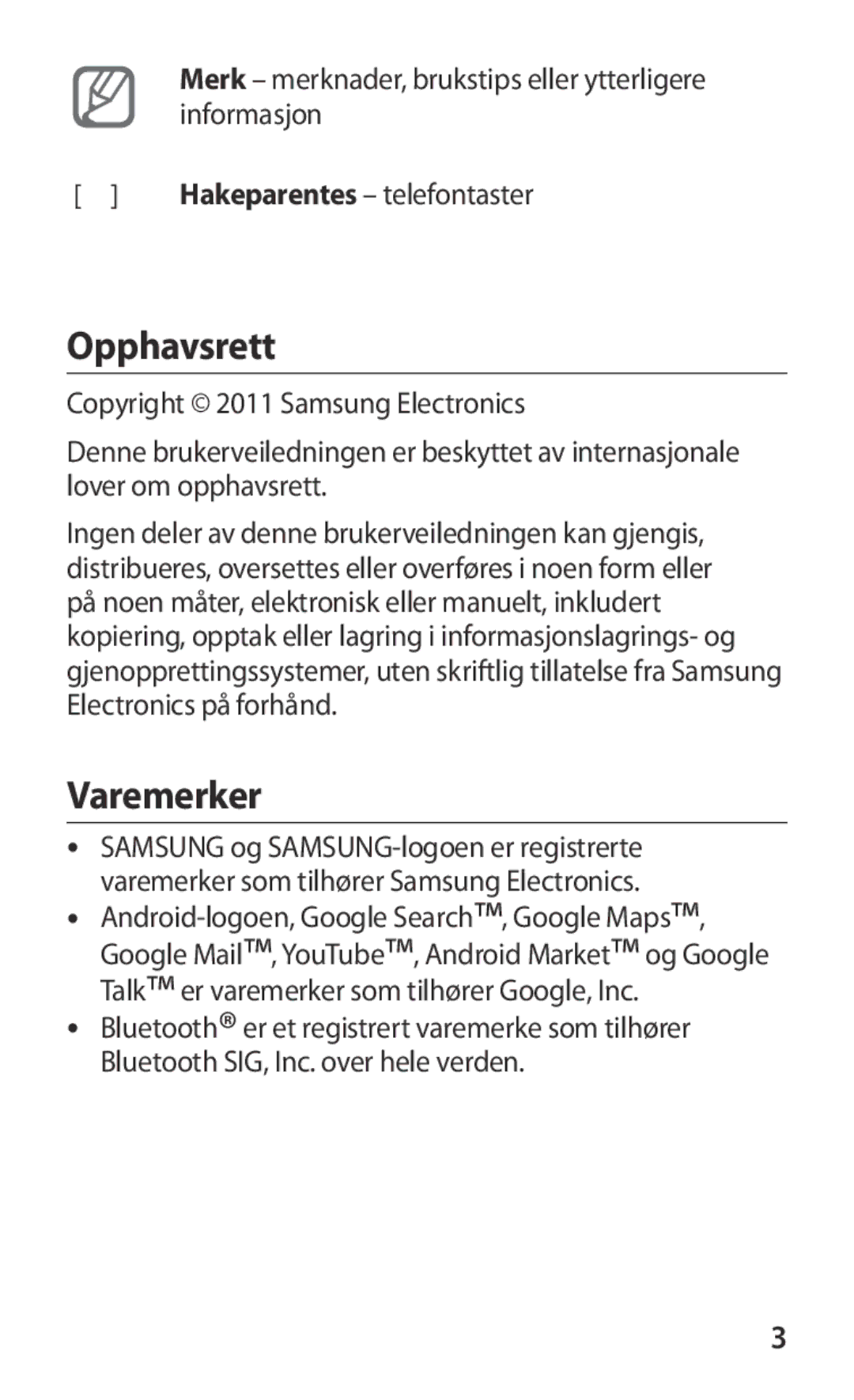 Samsung GT-I9103MAANEE manual Opphavsrett, Varemerker 