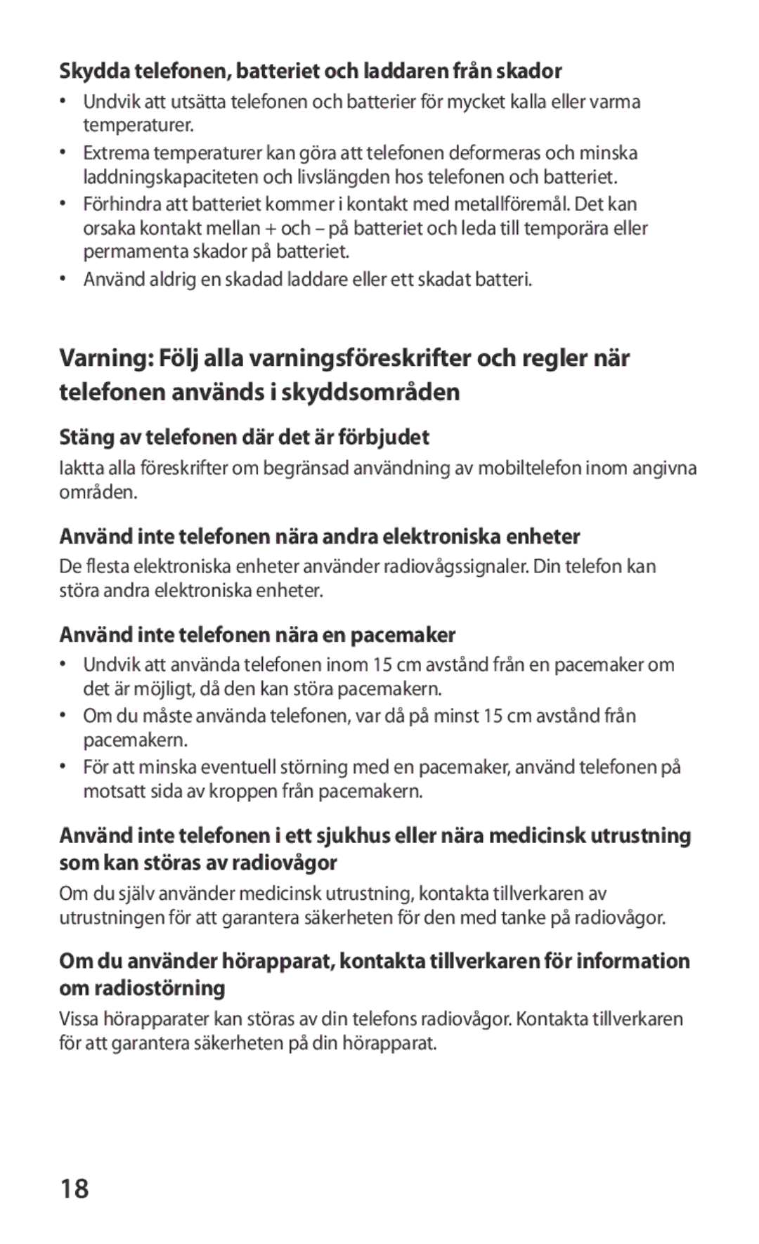 Samsung GT-I9103MAANEE manual Skydda telefonen, batteriet och laddaren från skador, Stäng av telefonen där det är förbjudet 