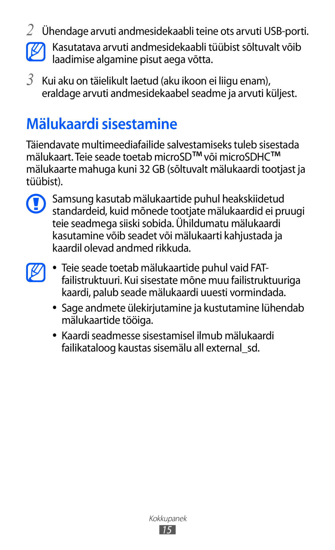 Samsung GT-I9103MAASEB manual Mälukaardi sisestamine 