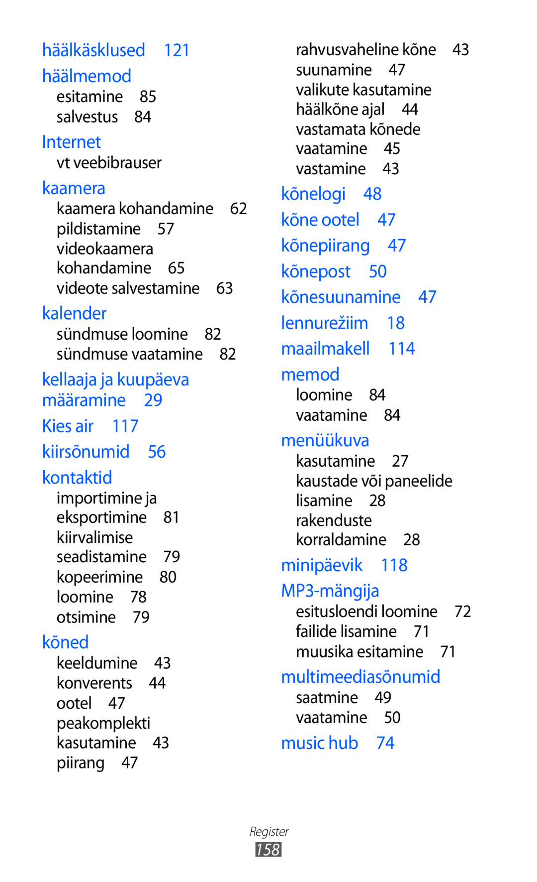 Samsung GT-I9103MAASEB manual Häälkäsklused 121 häälmemod 