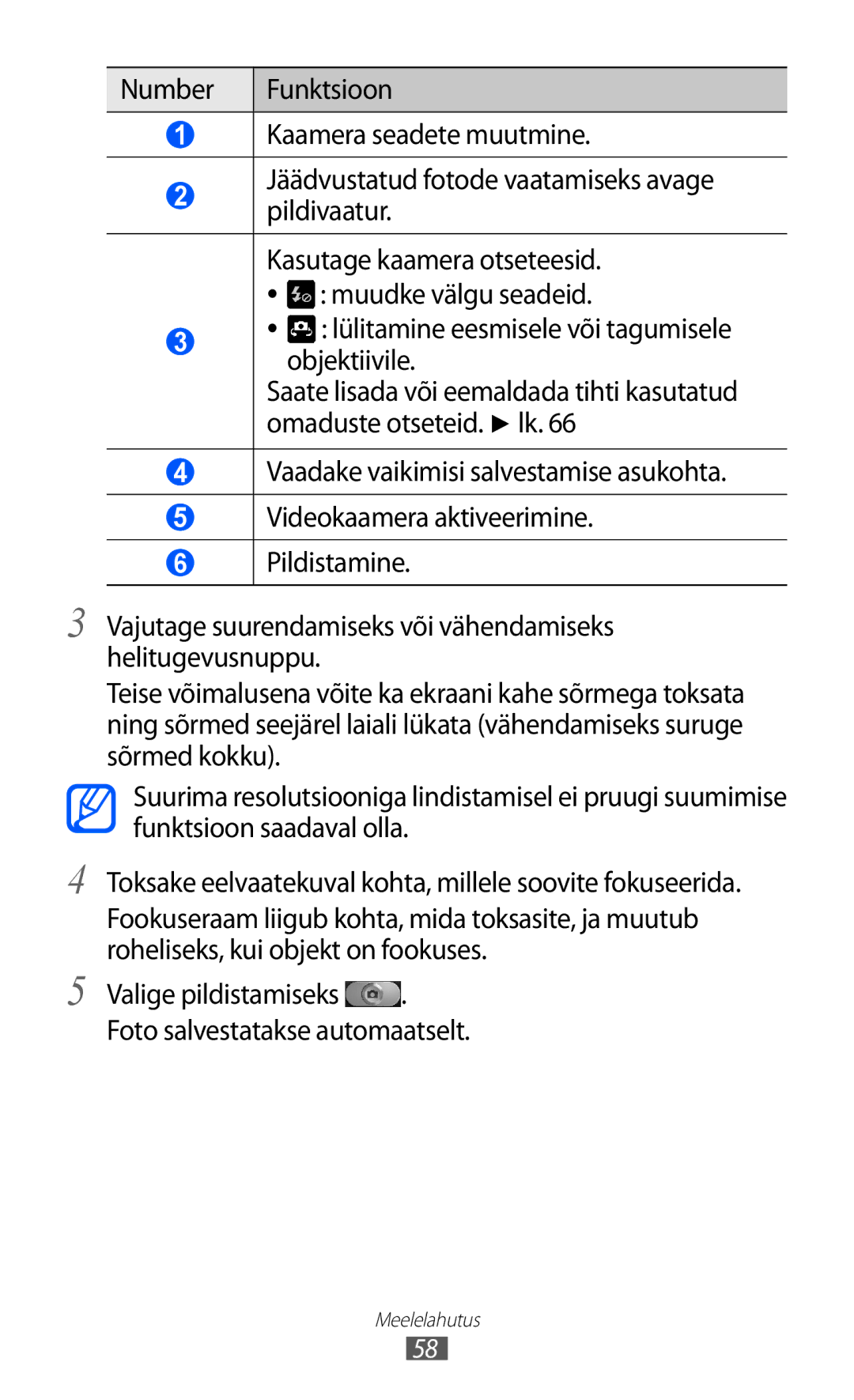 Samsung GT-I9103MAASEB manual Lülitamine eesmisele või tagumisele objektiivile 