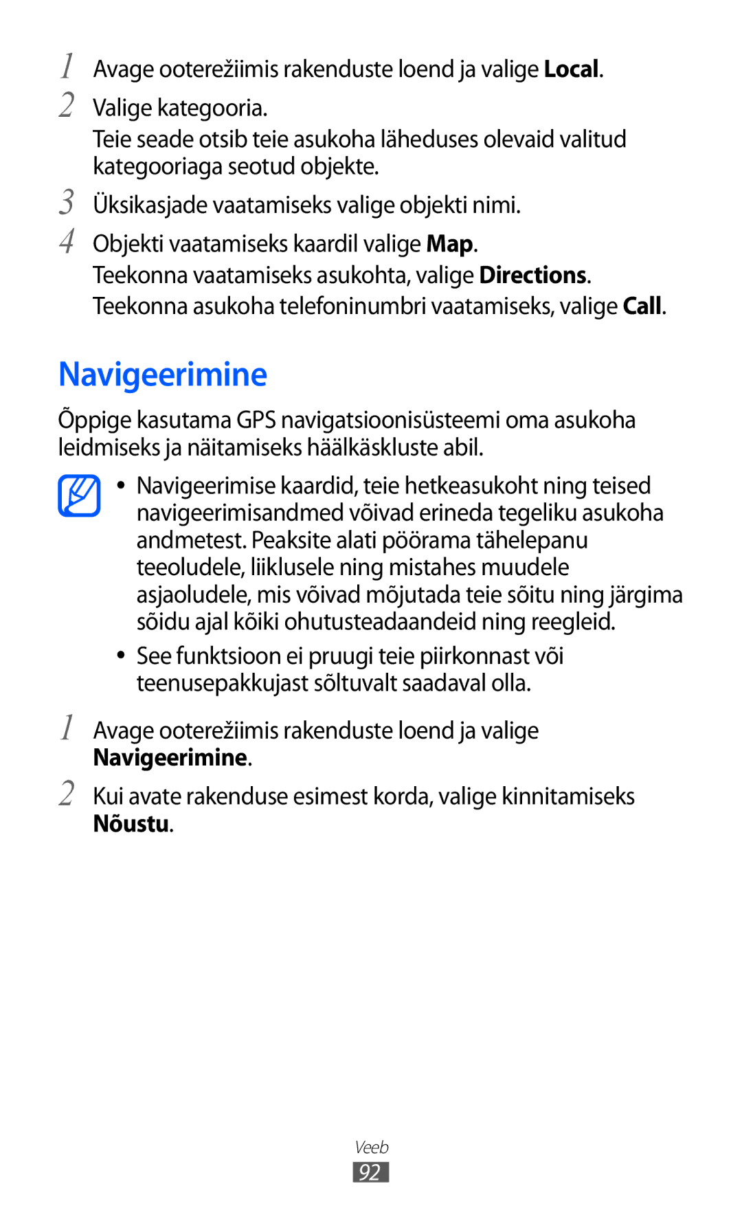 Samsung GT-I9103MAASEB manual Navigeerimine, Nõustu 