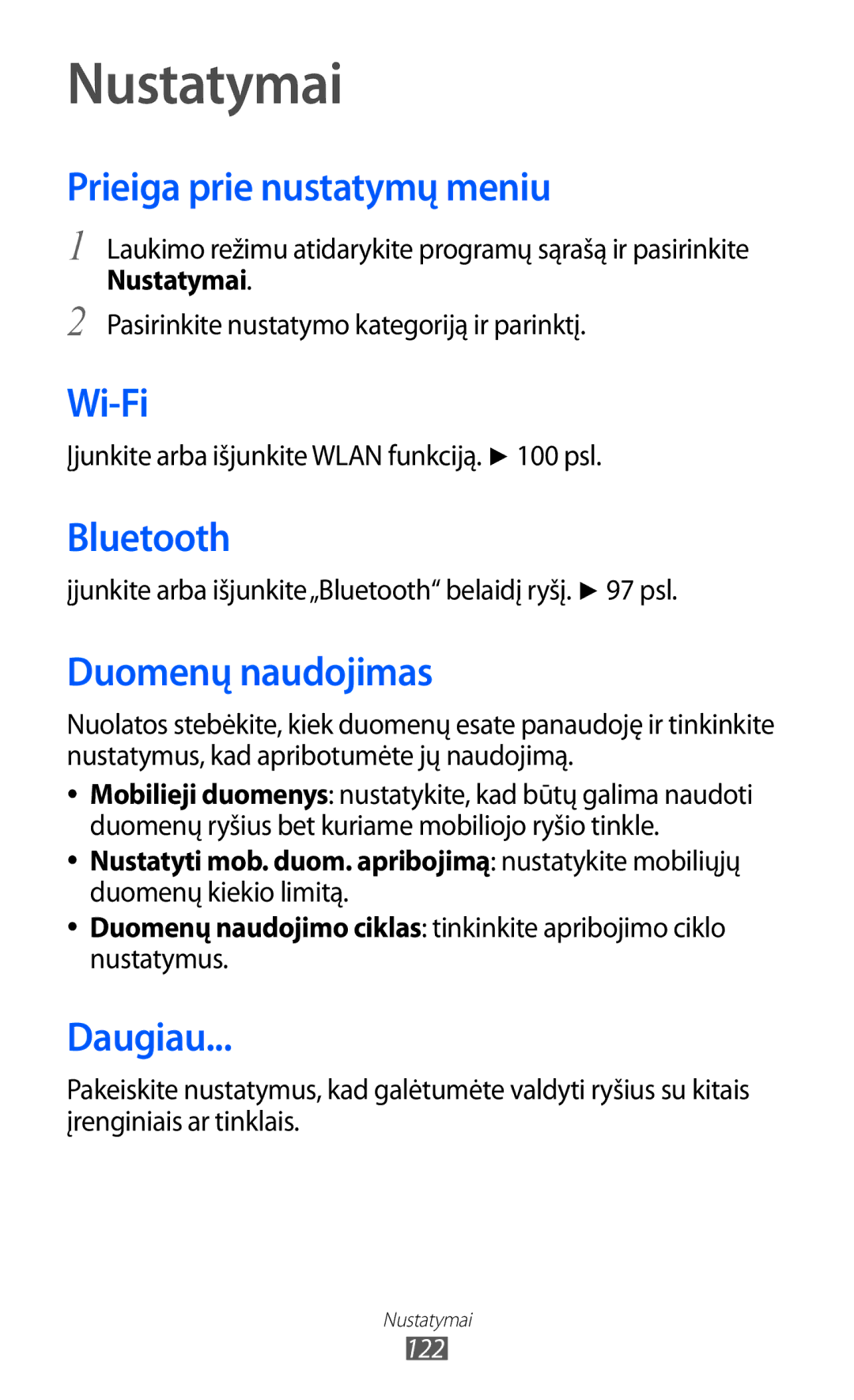 Samsung GT-I9103MAASEB manual Nustatymai 