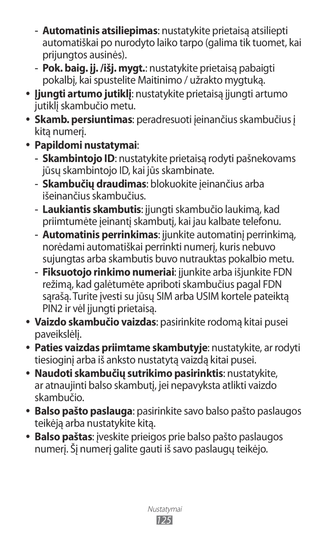 Samsung GT-I9103MAASEB manual Papildomi nustatymai 