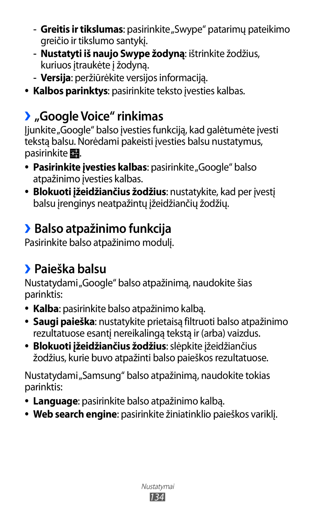 Samsung GT-I9103MAASEB manual ››„Google Voice rinkimas, ››Balso atpažinimo funkcija, ››Paieška balsu 