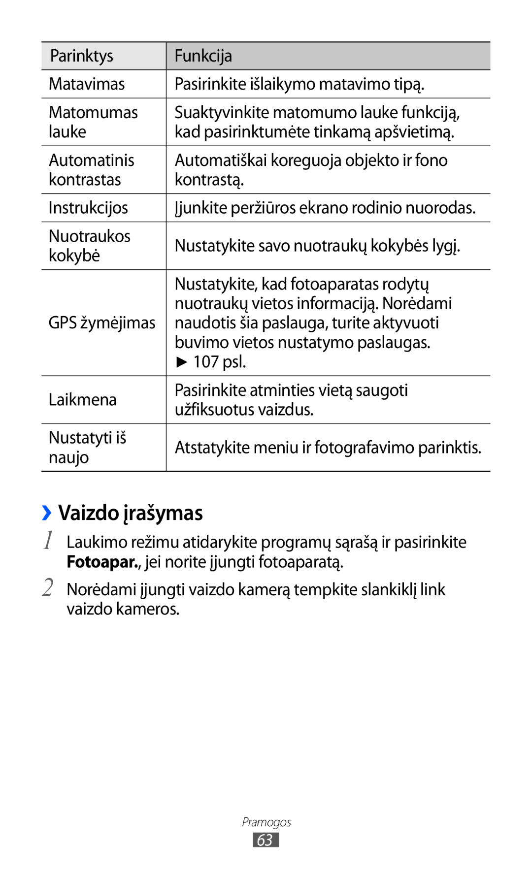 Samsung GT-I9103MAASEB manual ››Vaizdo įrašymas 