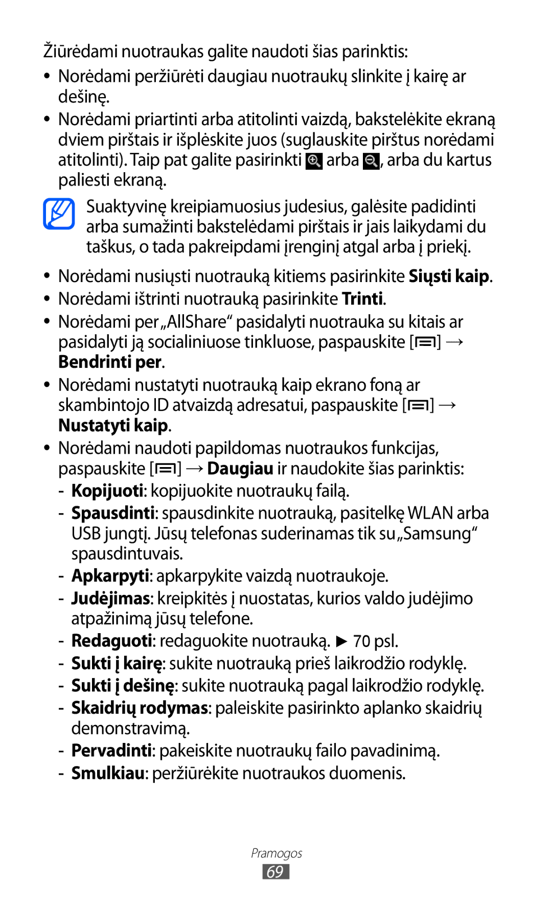 Samsung GT-I9103MAASEB manual Pramogos 