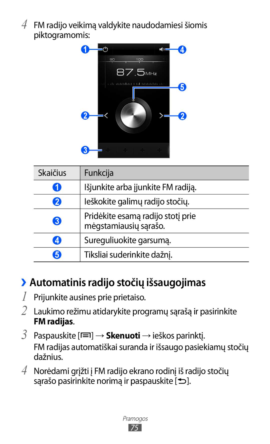 Samsung GT-I9103MAASEB manual ››Automatinis radijo stočių išsaugojimas, FM radijas 