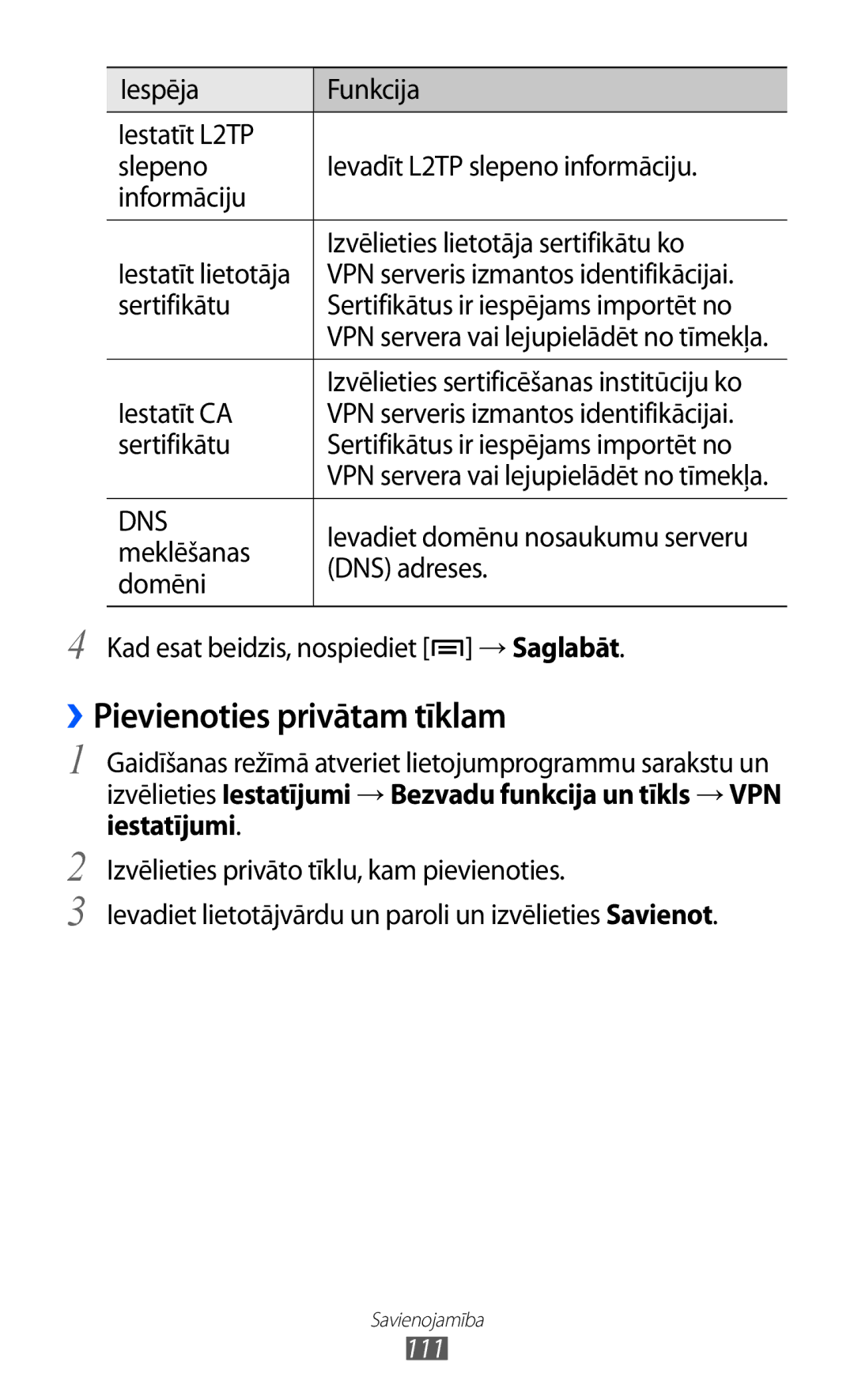 Samsung GT-I9103MAASEB manual ››Pievienoties privātam tīklam 