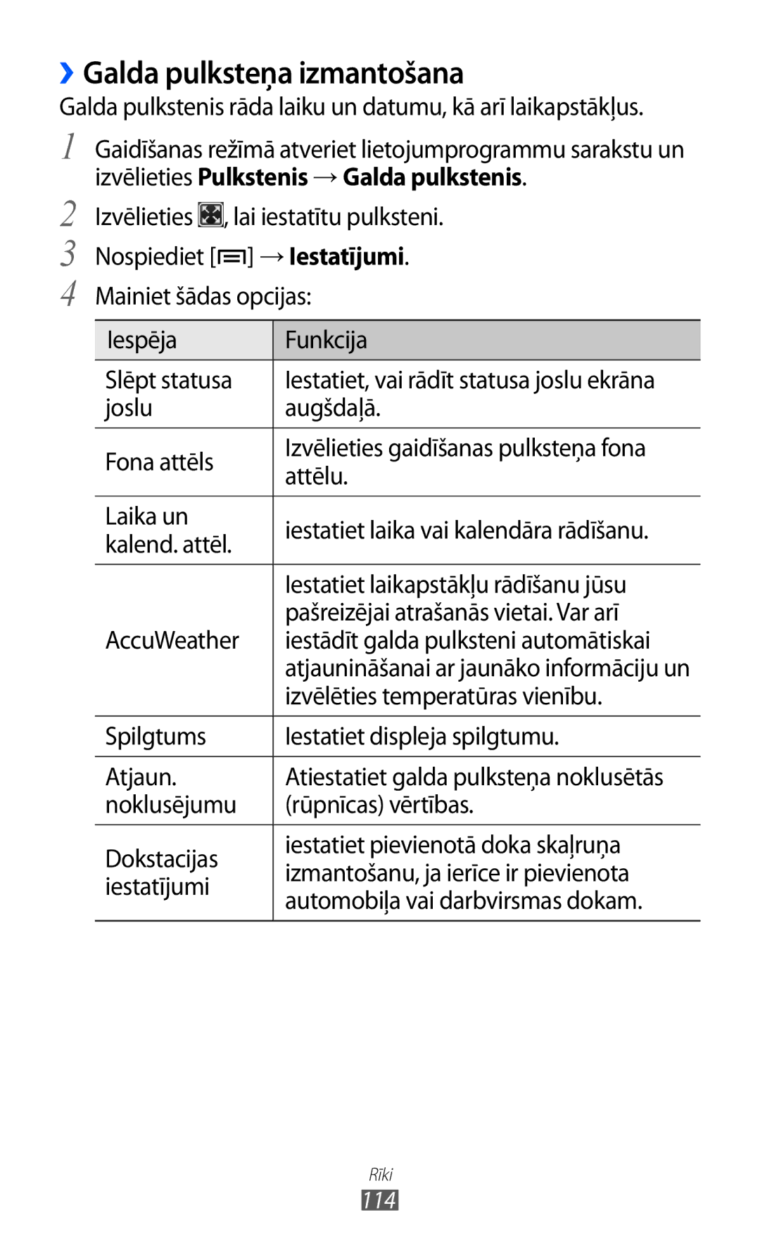 Samsung GT-I9103MAASEB manual ››Galda pulksteņa izmantošana 