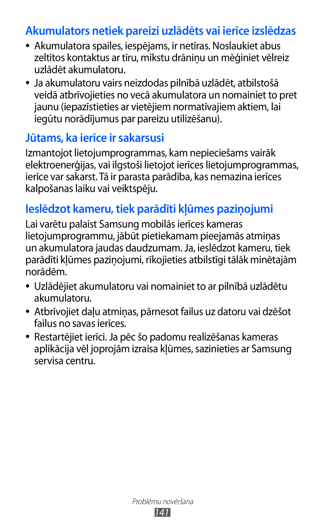 Samsung GT-I9103MAASEB manual Jūtams, ka ierīce ir sakarsusi 