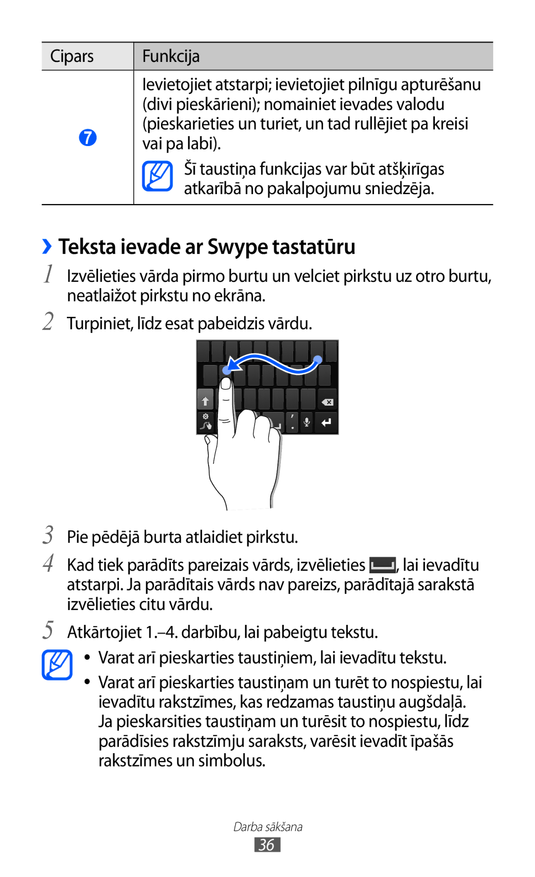 Samsung GT-I9103MAASEB manual ››Teksta ievade ar Swype tastatūru 