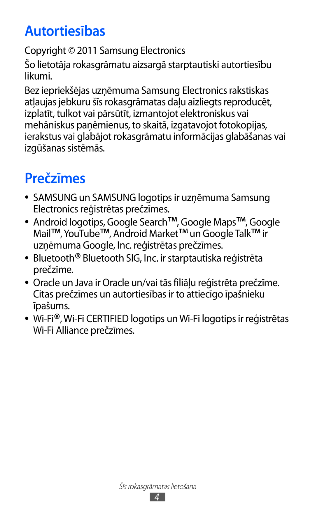 Samsung GT-I9103MAASEB manual Autortiesības, Prečzīmes 