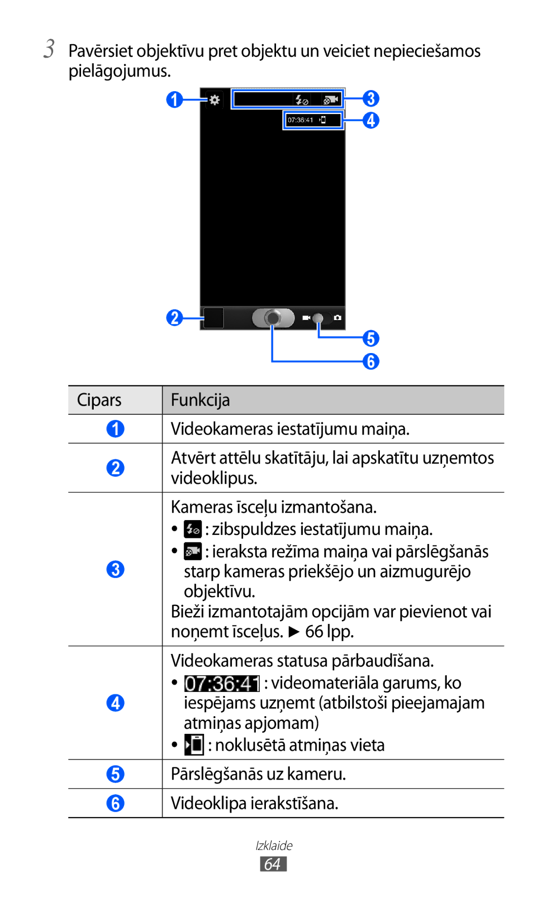 Samsung GT-I9103MAASEB manual Ieraksta režīma maiņa vai pārslēgšanās 