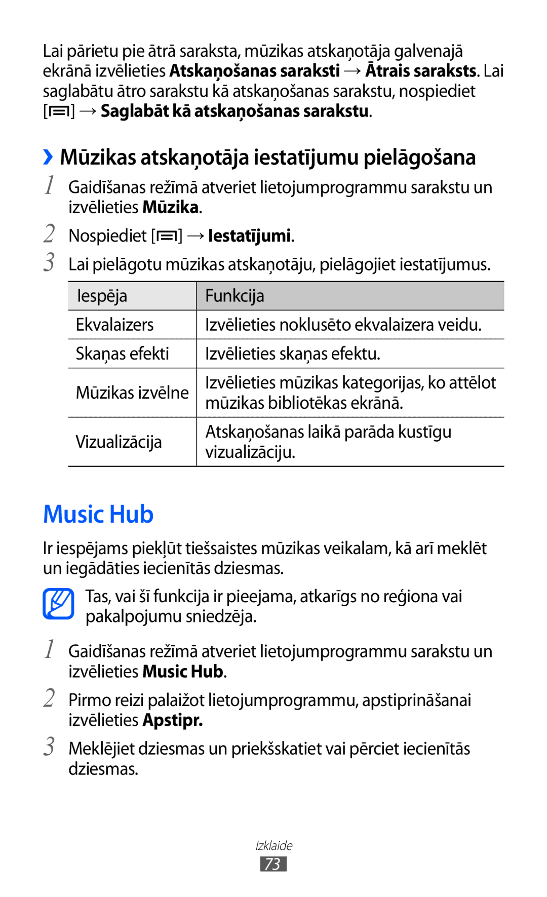 Samsung GT-I9103MAASEB manual Music Hub, → Saglabāt kā atskaņošanas sarakstu, Skaņas efekti Izvēlieties skaņas efektu 