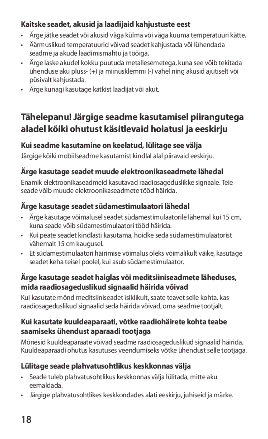 Samsung GT-I9103MAASEB manual Kaitske seadet, akusid ja laadijaid kahjustuste eest 