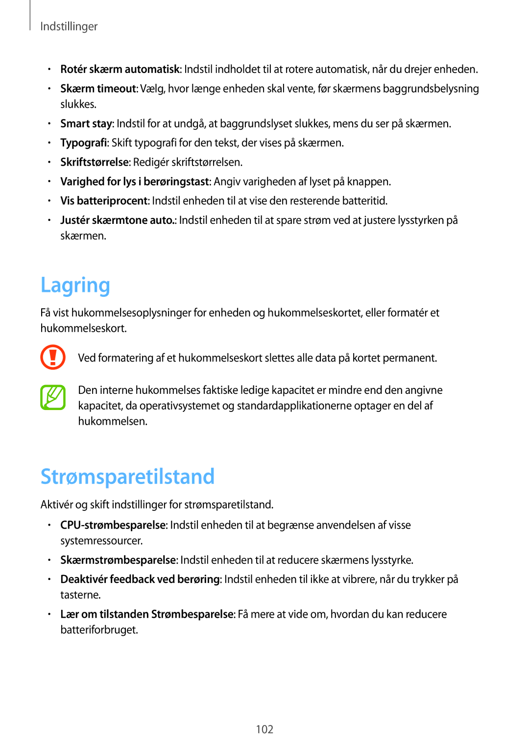 Samsung GT-I9105CWNNEE, GT-I9105UADNEE, GT-I9105UANNEE manual Lagring, Strømsparetilstand 